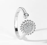 Anel Sunflower Giratório em Prata 925