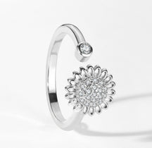 Anel Sunflower Giratório em Prata 925