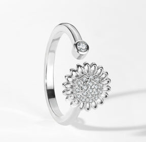 Anel Sunflower Giratório em Prata 925
